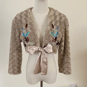 *** "Kenzie"~ Beige Bolero Jacket with Sequin Embellishment